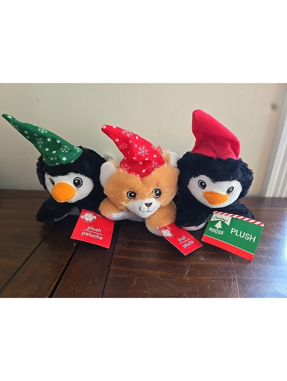 Greenbrier International 8" Black Penguin Christmas Bear Red Plush Stuffed
